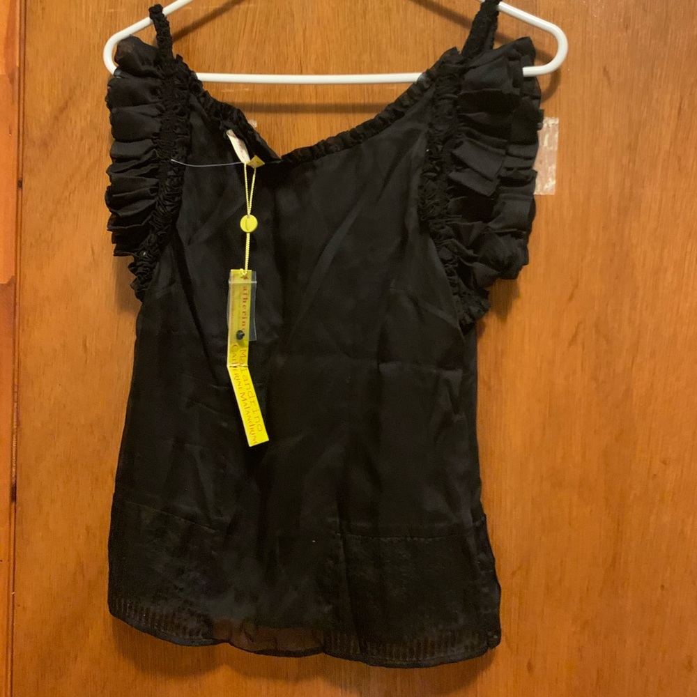 Catherine Malandrino black ruffle top size 0